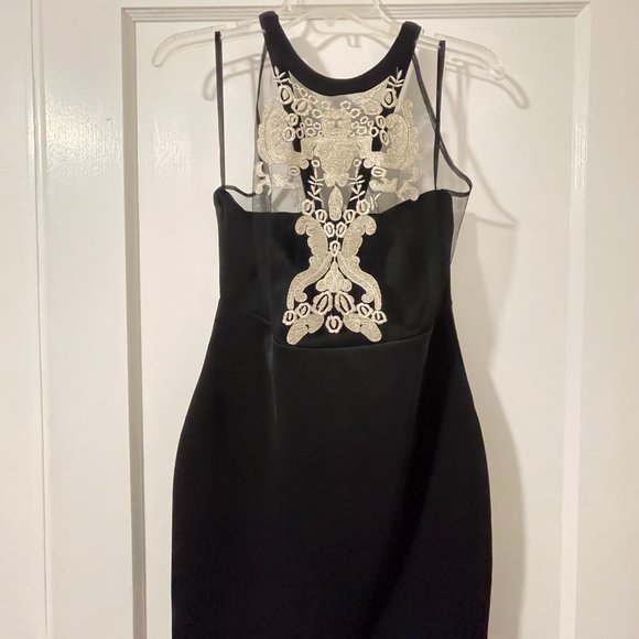 WOW Couture Black/Gold Strapless Printed Bodice Tube Dress - Picture 1 of 4